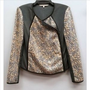 Rachel Roy Snakeskin Moto Jacket sz 4 Black